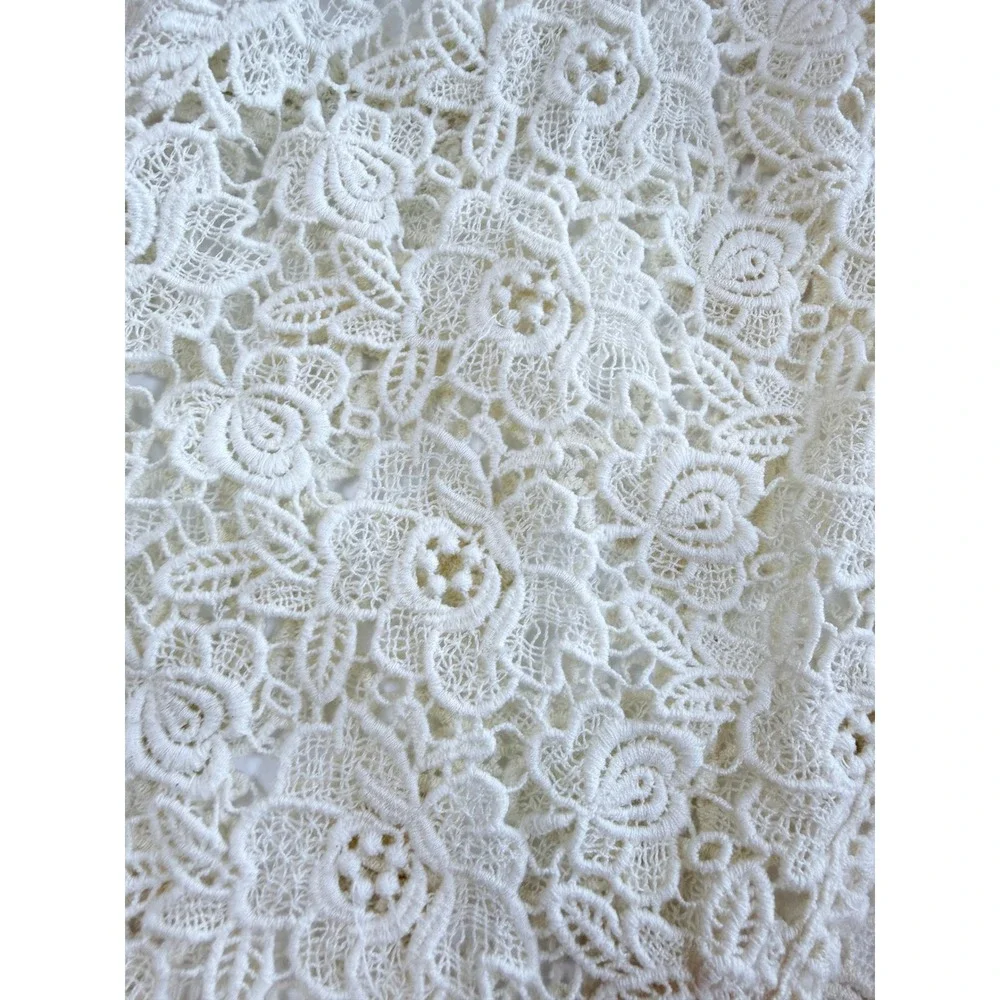 Banana Republic Crochet Vest Women XS Ivory Cotton Floral‎ Lace Open Front Boho